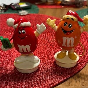 M&M's Red and Orange Vintage Christmas Ornaments